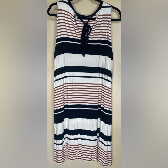 Loft Midi Sleeveless Striped Dress Sz XL - Picture 1 of 2